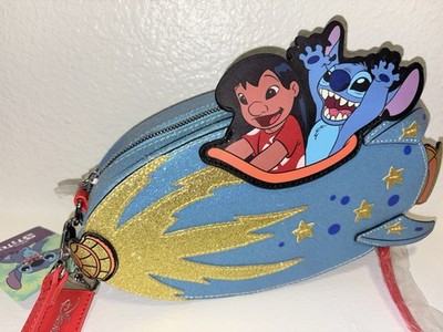 Disney Lilo & Stitch Small Blue Shoulder Bag Rocket Design Glitter Stars