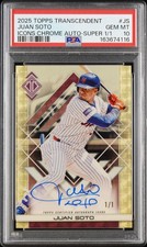 Marketplace image: 2025 Topps Transcendent Juan Soto Chrome Superfractor 1/1 Auto PSA 10 Gem Mint