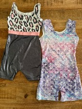 Girls Gymnastics Leotard Lot 2 Size 9-12 Mermaid Leopard Dance Unitard