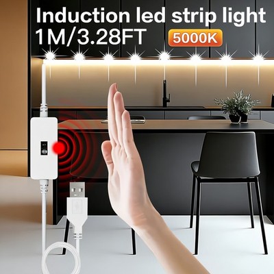 USB LED Strip Light with Hand Sweep Motion Sensor 5000K White light, Dimmable