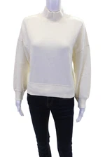 Rails Womens Cotton Long Sleeve Mock Neck Sweatshirt Top White Size XS