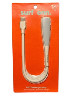 Surf Onn Led Desktop Lamp 16'' Tall Compact Portable Flex Design USB White