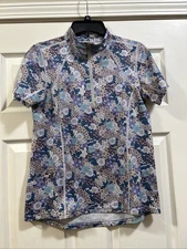Kerrits Women's Riding Shirt Medium, 1/4 Zip, Short Sleeve Floral