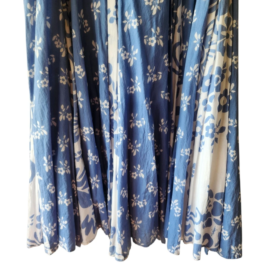 Maxi Falda Suave Surroundings Talla 2XL Azul Blanco Floral Plisada 100% Algodón Foto 3 de 4