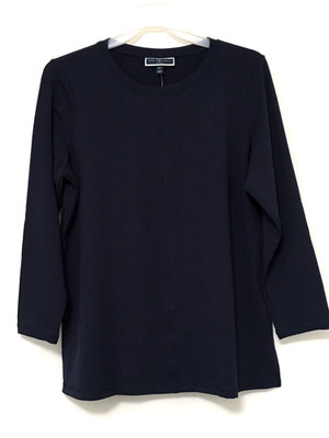 Karen Scott Sport Womens Size OX Intrepid Blue French Terry Long Sleeve Top