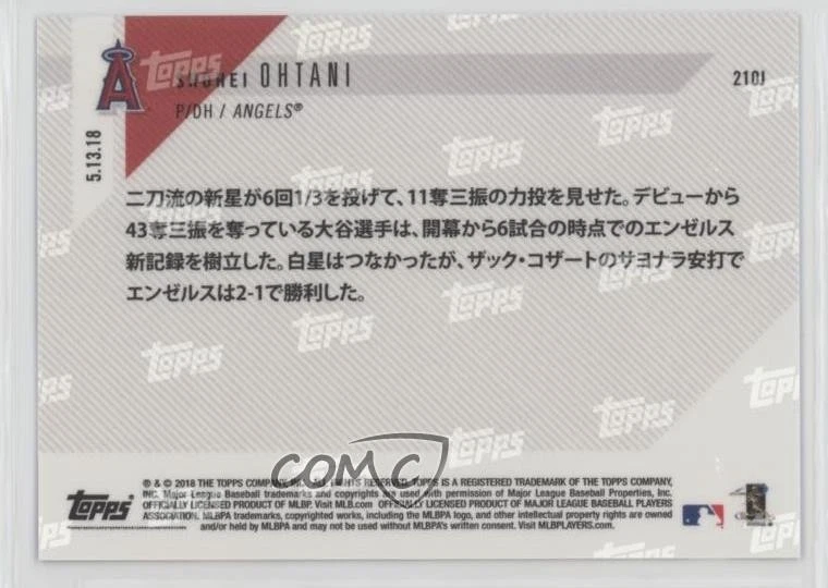 2018 Topps Now Japan /4092 Shohei Ohtani #210J Rookie RC - Image 2 of 2