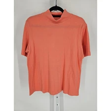 Classic Elements Womens Sz L Short Sleeve Mock Neck T Shirt Pastel Orange 