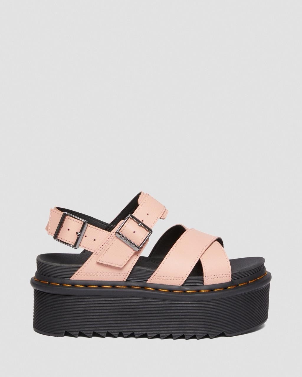 DR MARTENS VOSS II ATHENA LEATHER STRAP PLATFORM SANDALS PINK SIZE 9