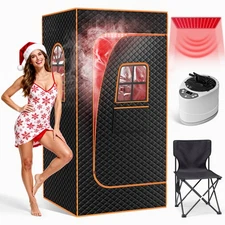 H&ZT Infrared Sauna Box with 3L & 1200W Steamer, Home Portable Steam Sauna Tent