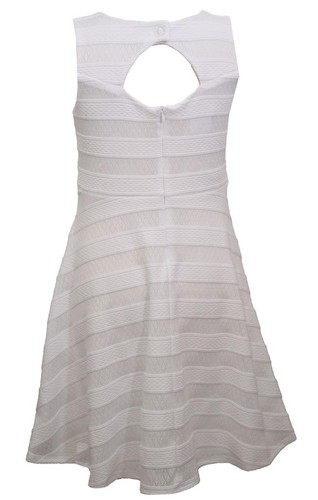 NEW Bonnie Jean Girls Size 12 "WHITE KNIT SKATER" Textured Stripe Dress NWT - Picture 2 of 3