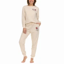 Keith Haring Women's Long Sleeve Lounge Pajama Set NWT Beige XL