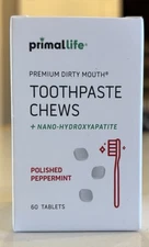 Primal Life Toothpaste Chews Polished Peppermint 60 Tablets Sealed Exp 11/27