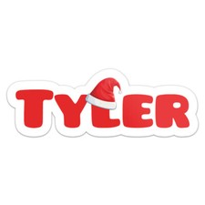 Christmas Hat Tyler Name - Car Bumper Sticker Vinyl Decal