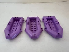 (3) LEGO Rubber Raft Life Boat Row Boat Lot -Purple-#30086 friends