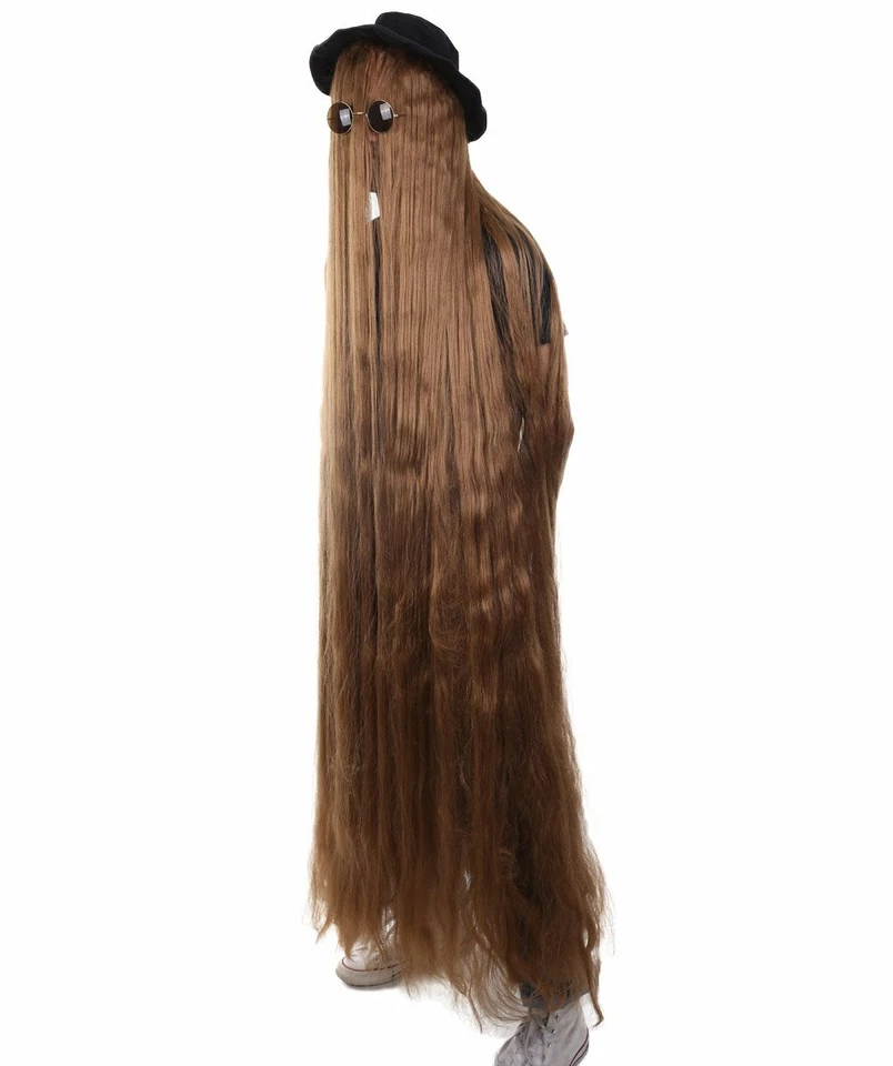 Cousin Itt Inspired Costume Adult Addams Family Wig Hat Glasses Set - Image 3 of 4