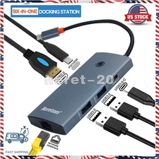 6-in-1 Multi-Function Dock TypeC Extend to Lan ports For HDMI USB2.0 USB3.0-C PD