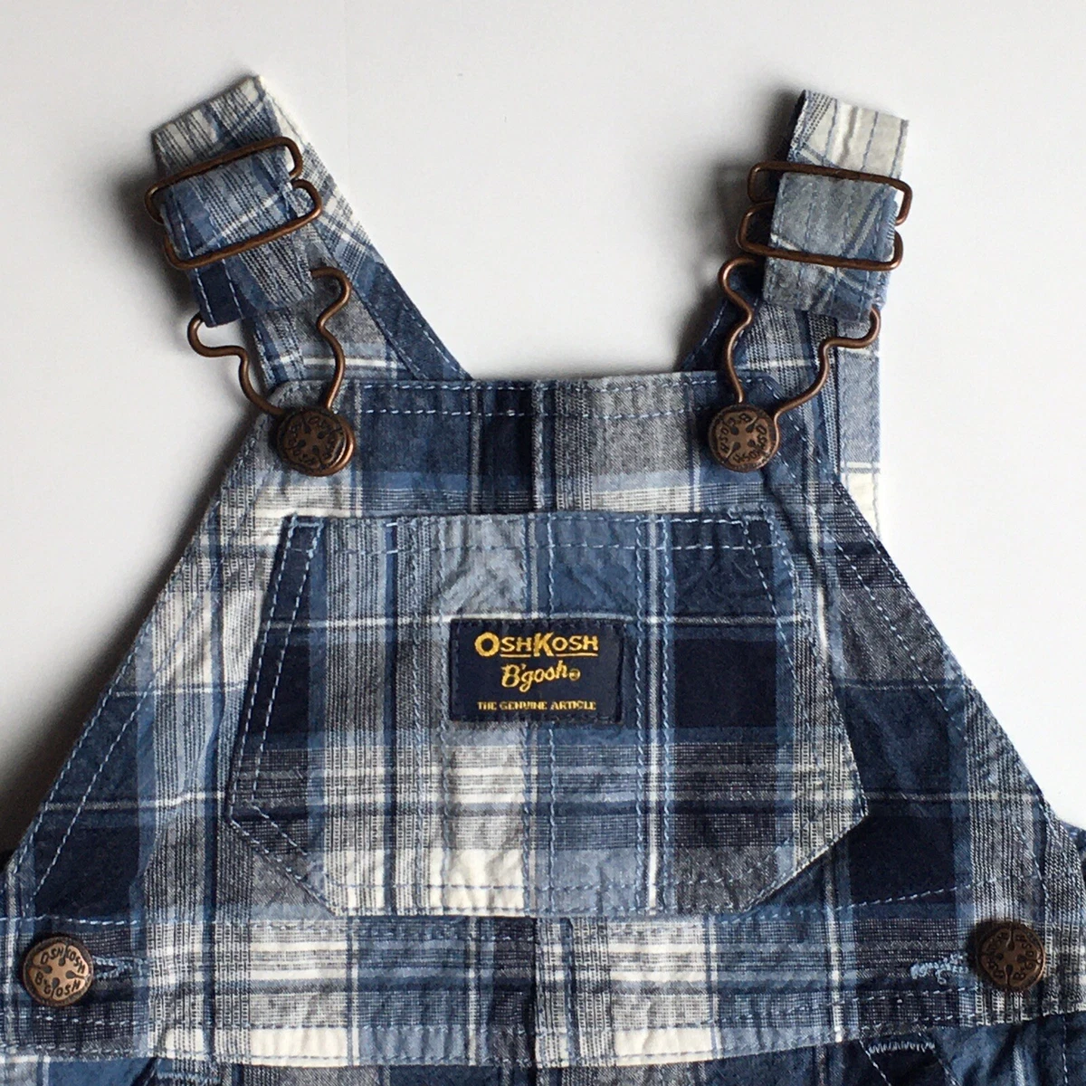OshKosh Overalls Size 6 Months Shorts Blue Plaid Shortalls B'