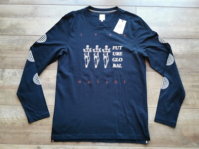 Paul Smith Herren L/S Future Global ACID T-Shirt Größe S neu mit Etikett schwarz Künstlerstreifen