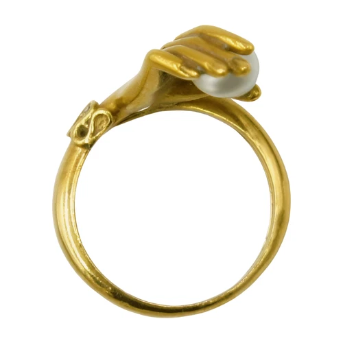 Carrera y Carrera Diamond Pearl Ring Ring Size 5.7 18K Gold Right Hand Used - Afbeelding 6 van 8