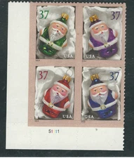 Scott #3883/6...37 Cent...Santa...Plate Block