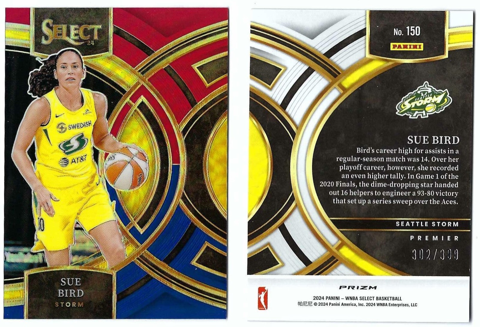 SUE BIRD 2024 WNBA SELECT BASKETBALL 150 RED BLUE PRIZM #302/399 SEATTLE STORM