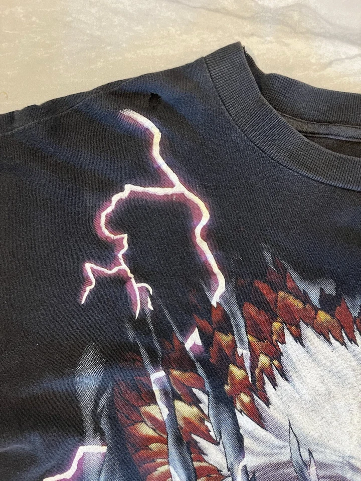 Vintage American Thunder Eagle Lightning Follow Nobody 90s XL Single Stitch AOP - Image 4 of 4