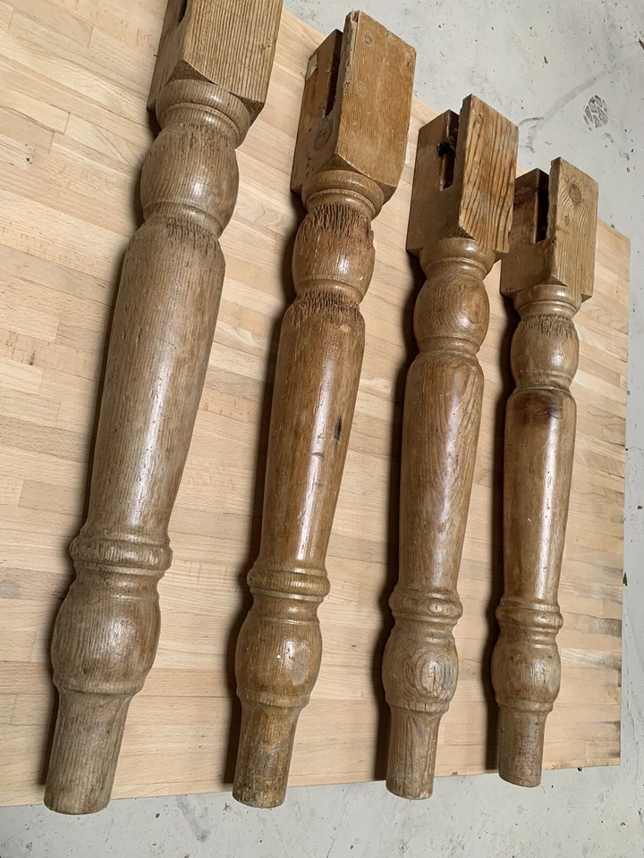 "4 patas de mesa de cocina de granja de pino - patas torneadas de madera Shabby Chic 29""" Foto 2 de 4