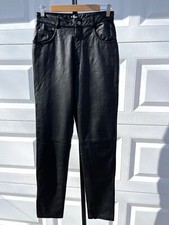 Black Leather Slim Hi Rise Biker Trouser Pants Wilsons 10 Heavy Metal Punk Goth