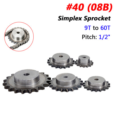 Pitch 1/2  Simplex Chain Sprockets 9T-60T with Step for #40 ( 08B ) Roller Chain