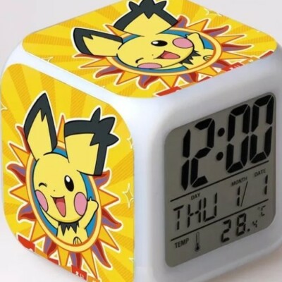 Pokemon Led Alarm Clock 7 Colors Interchangeable Thermometer Function 