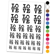 Love Text Stacked Temporary Tattoo Water Resistant Set