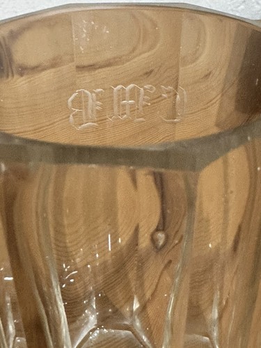 Antique Bohemian 1920's Rare Karlsbad Octagon drinking glass with Etched C M B - Picture 12 of 15