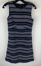 Ann Taylor Sz 0 Black White Fit & Flare Sleeveless Dress