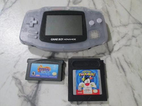 Nintendo GameBoy Advance GBA Glacier AGB-001 System + Games Spyro Twouble
