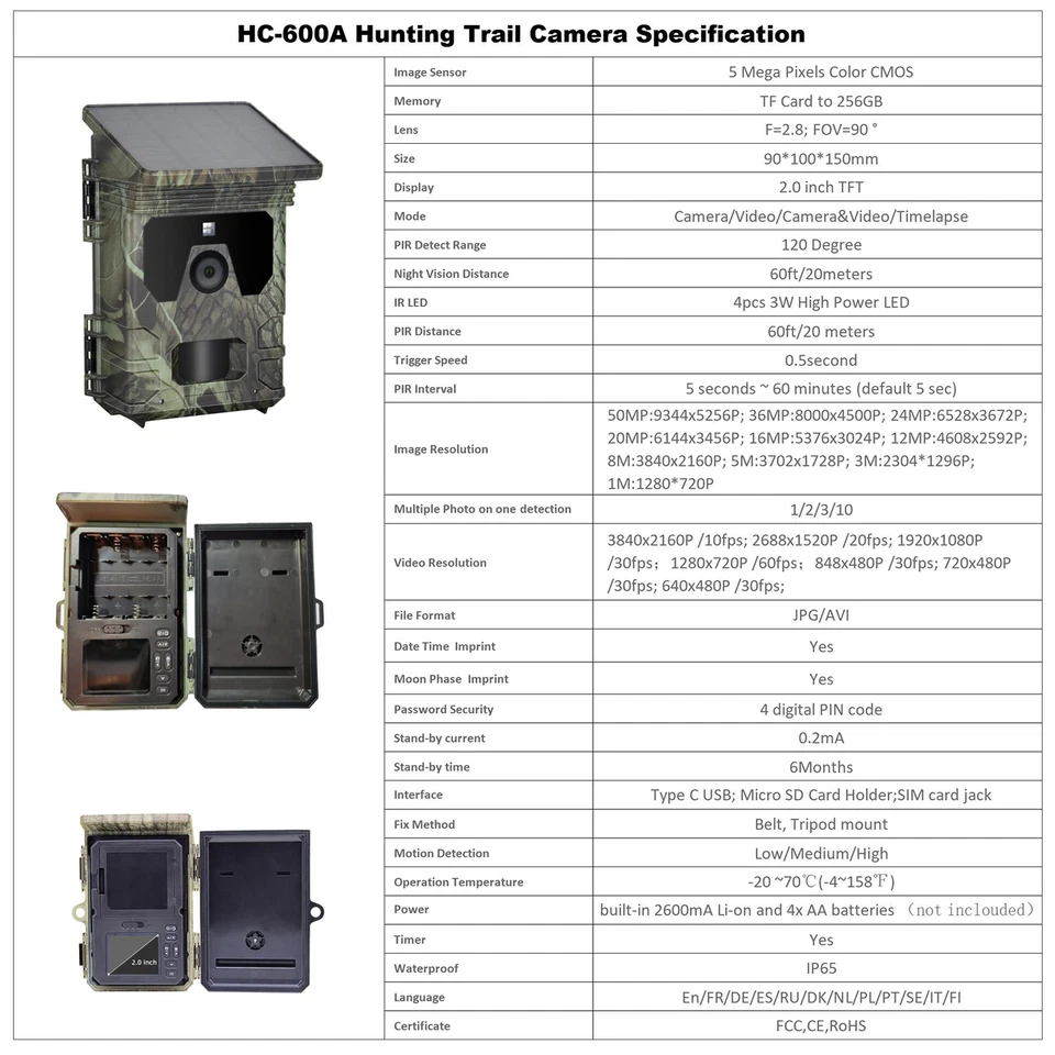 50MP 4K Hunting Camera Waterproof Trail Camera For Outdoor Wildlife Hunting - Image 4 of 4