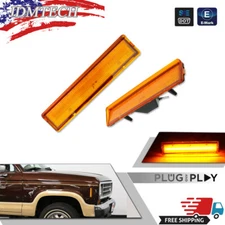 Front Side Fender Amber LED Marker Lights For 1980-86 Ford BRONCO F150 F250 F350