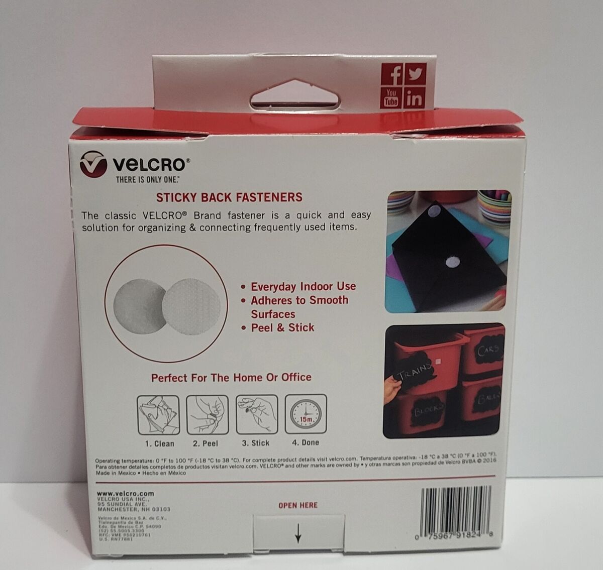 New! 200 Pk. Velcro Dots with Adhesive White 3/4 Circles Sticky Back