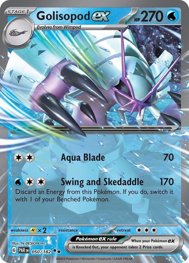 Pokémon Near Mint Scarlet & Violet Paradox Rift Golisopod ex 050/182 English