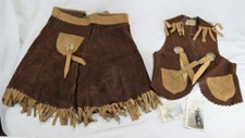 Vintage Miller Western Wear Denver Fringed Leather Girl's Split Skirt Vest