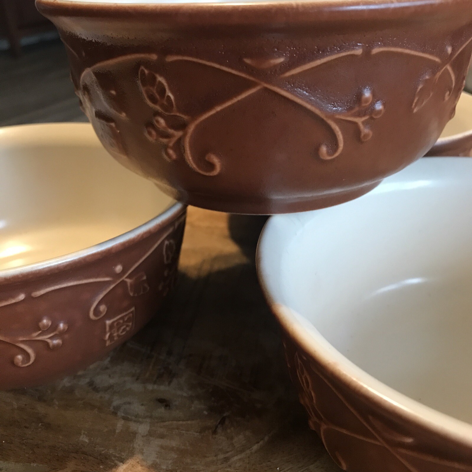 Pfaltzgraff Mission Flower 4-Piece Cereal Bowl Set Made in USA