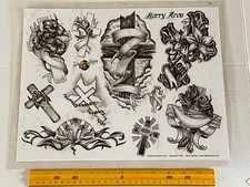 Vintage Art Tattoo Flash Sheet Harry Aron /T665