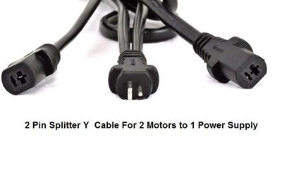 Asheley Okin Splitter Y-Cable 2 Pin  Connect Two Motors to One Transformer Cable