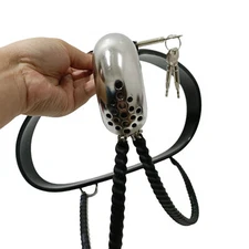 Male Stainless Sissy Chastity Belt Device Double Wired Thong Chastity Panty SM