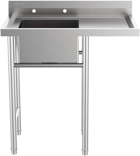 304 Stainless Steel Utility Sink with Drainboard Workbench Sink Commercial Sink - Picture 2 of 9