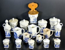 ⚜️ ANTICO SET VASI CERAMICA DELF OLANDA CUCINA PORTA SPEZIE EPOCA 800 PORCELLANA