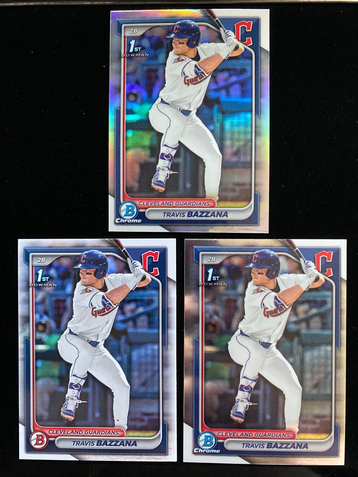 2024 Bowman Chrome Draft TRAVIS BAZZANA 1st Rookie REFRACTOR (3) Card RC SP Lot