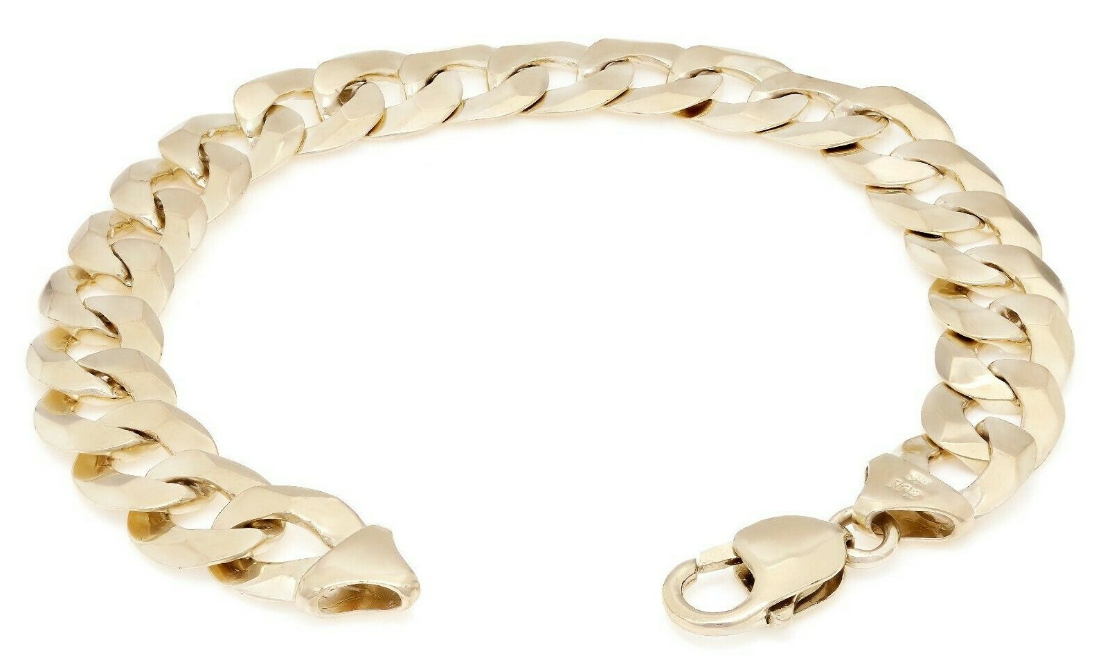 10k Yellow Gold Solid Flat Cuban Curb Link Chain Bracelet 9