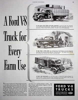Original 1940 Ford Truck AD: A Ford V-8 Truck for Every Farm Use