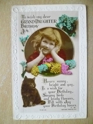 1934 geprägte Postkarte - TO Wish my Dear Enkelin Birthday Joy