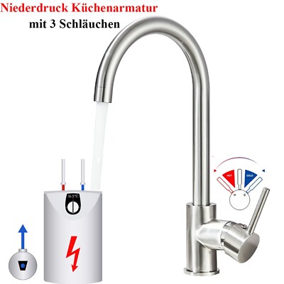 Edelstahl Niederdruck Küchenarmatur 360° Wasserhahn Küche Einhand Mischbatterie